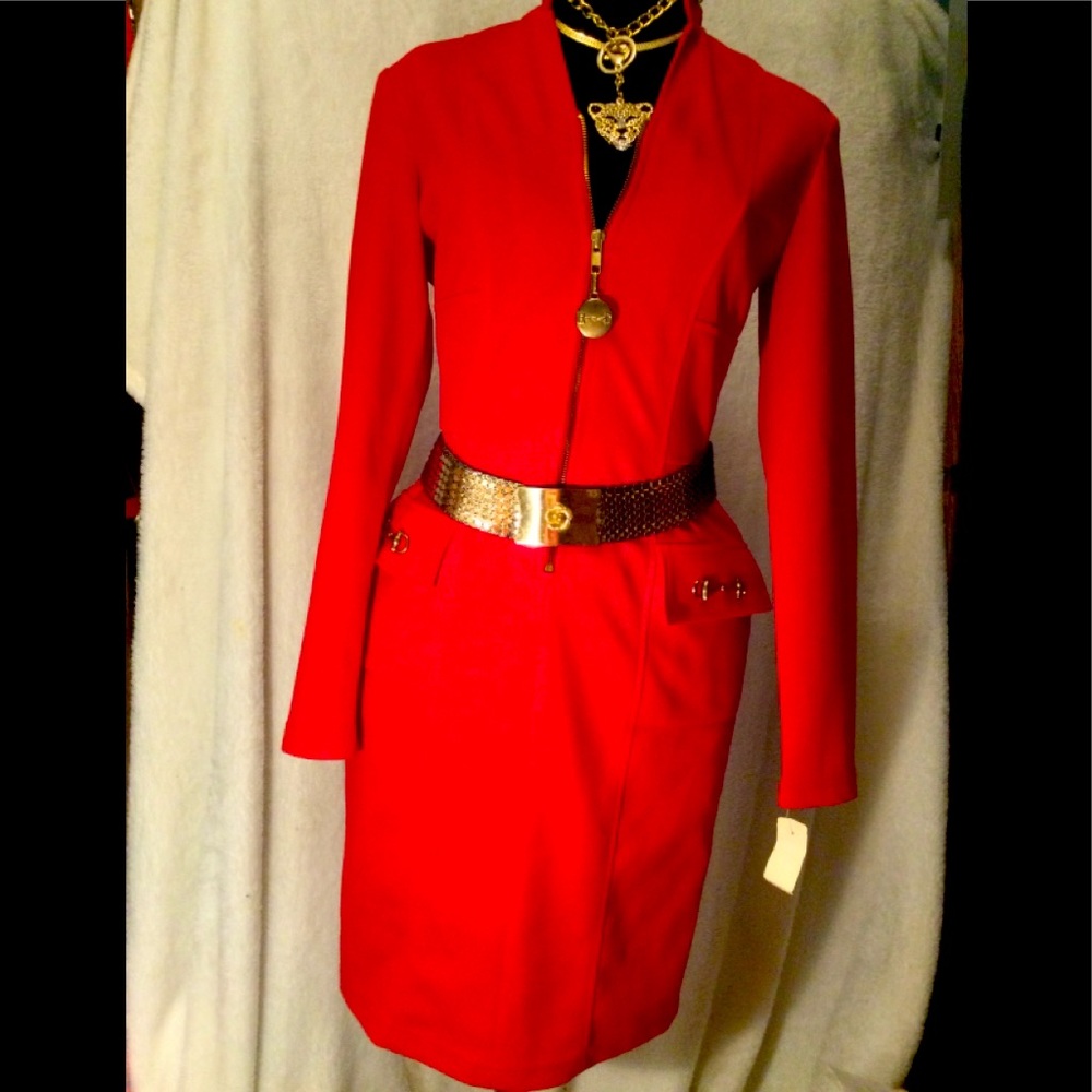 💥NWT UNIQUE DESIGNER VINTAGE💥FIRE ENGINE RED DRESS